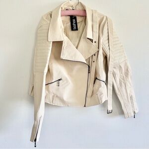 Boohoo Cream Women's Biker Jacket